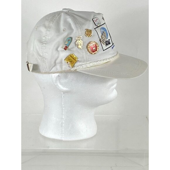 VTG 1992 USA Olympics AT&T Embroidered Strapback Hat Cap with Pins White OS F231 - Picture 2 of 8